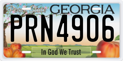 GA license plate PRN4906