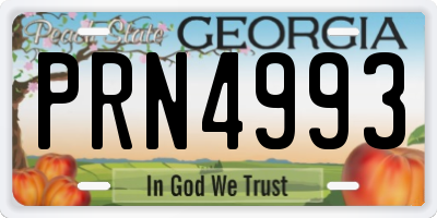 GA license plate PRN4993