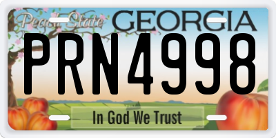 GA license plate PRN4998