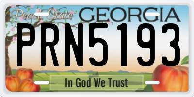 GA license plate PRN5193