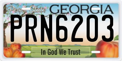 GA license plate PRN6203