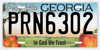 GA license plate PRN6302