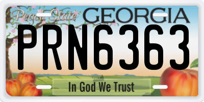 GA license plate PRN6363