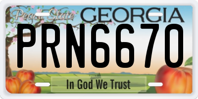 GA license plate PRN6670