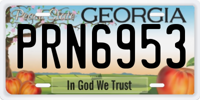 GA license plate PRN6953