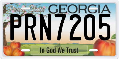 GA license plate PRN7205