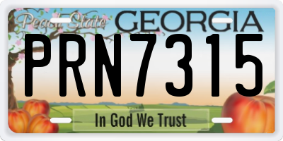 GA license plate PRN7315