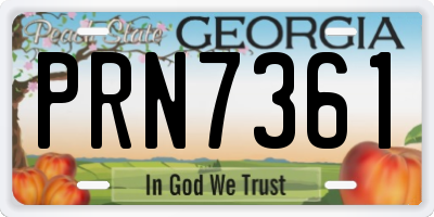 GA license plate PRN7361