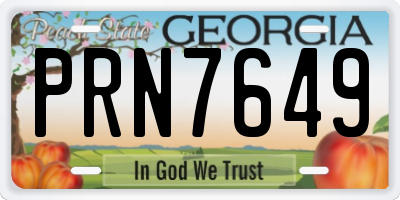 GA license plate PRN7649