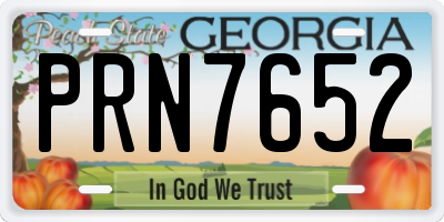 GA license plate PRN7652