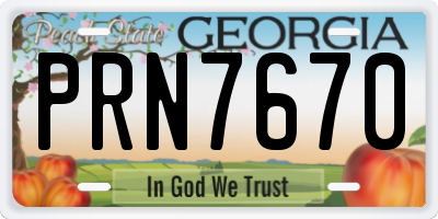 GA license plate PRN7670