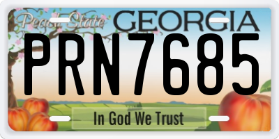 GA license plate PRN7685