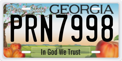 GA license plate PRN7998