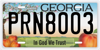 GA license plate PRN8003