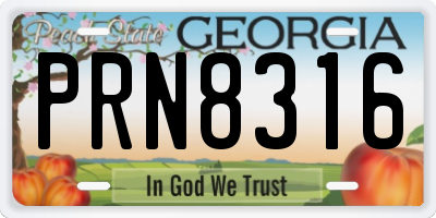 GA license plate PRN8316