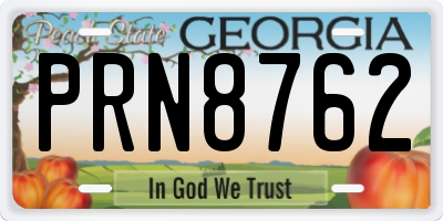 GA license plate PRN8762