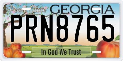 GA license plate PRN8765