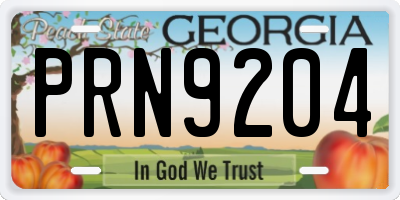 GA license plate PRN9204