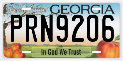 GA license plate PRN9206