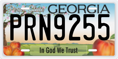 GA license plate PRN9255