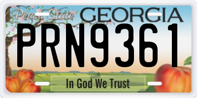 GA license plate PRN9361