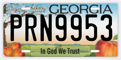 GA license plate PRN9953