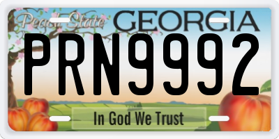 GA license plate PRN9992
