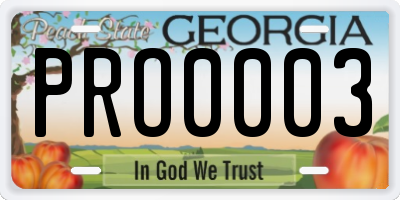 GA license plate PRO0003