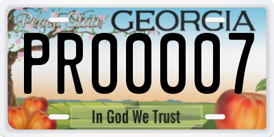GA license plate PRO0007