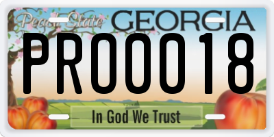 GA license plate PRO0018