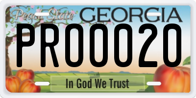 GA license plate PRO0020