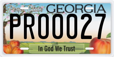 GA license plate PRO0027