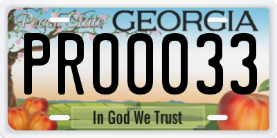 GA license plate PRO0033