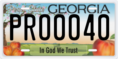 GA license plate PRO0040