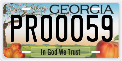 GA license plate PRO0059