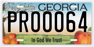 GA license plate PRO0064