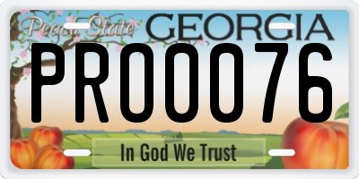 GA license plate PRO0076