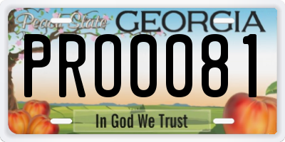 GA license plate PRO0081