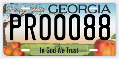 GA license plate PRO0088
