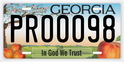 GA license plate PRO0098