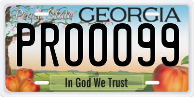 GA license plate PRO0099