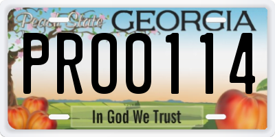 GA license plate PRO0114