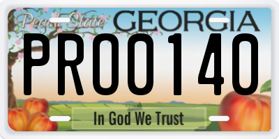 GA license plate PRO0140