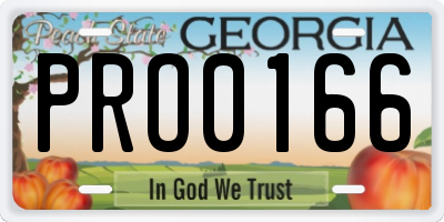 GA license plate PRO0166