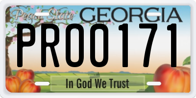 GA license plate PRO0171