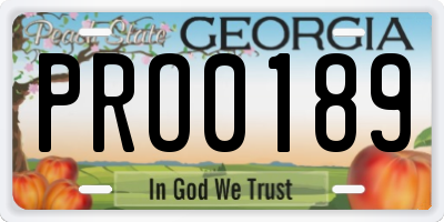 GA license plate PRO0189