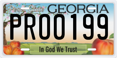 GA license plate PRO0199