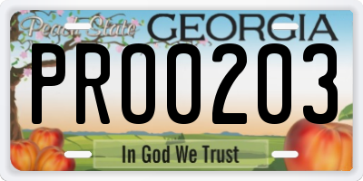 GA license plate PRO0203