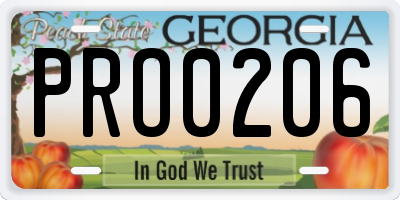 GA license plate PRO0206