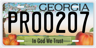 GA license plate PRO0207
